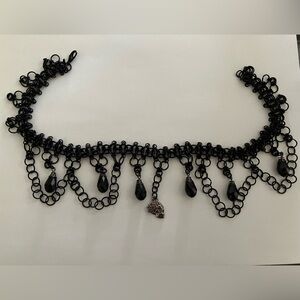 Handmade metal choker with skull pendant
